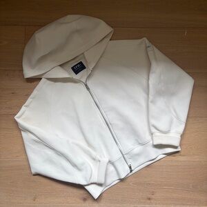 YPB Ivory White Zip-Up Crop Athletic Hoodie for Women